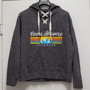 Coors Brewery Colorado Hoodie Mens XL Lone Rock Pullover Fleece Heathered Gray